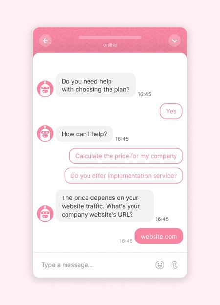 chatbot for sales that helps users