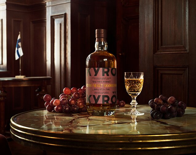 A bottle of Kyrö Oloroso Malt Rye Whisky.