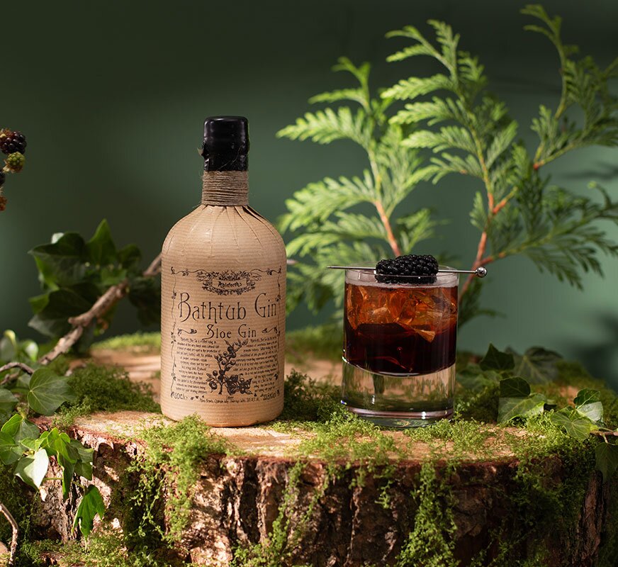 A bottle of Bathtub Gin - Sloe Gin