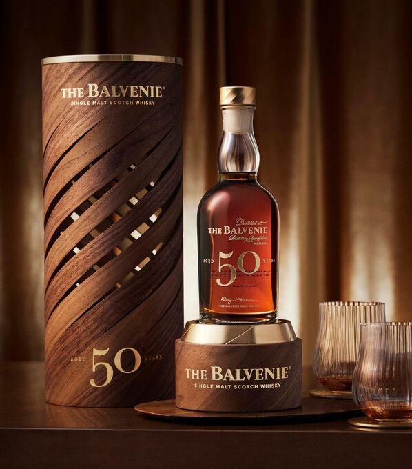 A bottle of The Balvenie 50 Year Old.