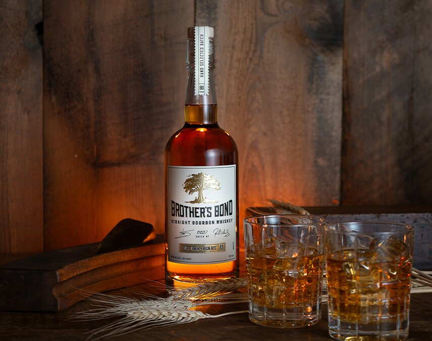 A bottle of Brother's Bond straight bourbon.