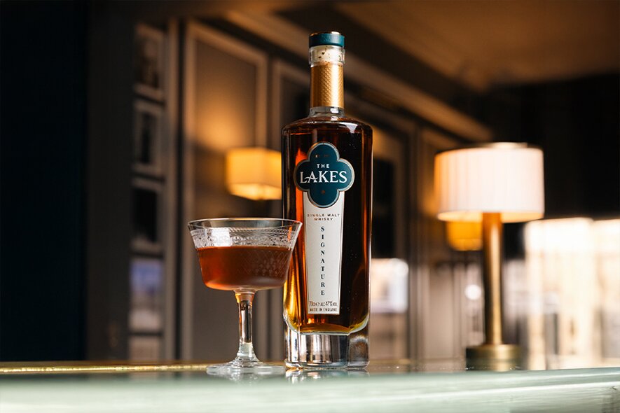 A bottle of The Lakes Signature Single Malt.
