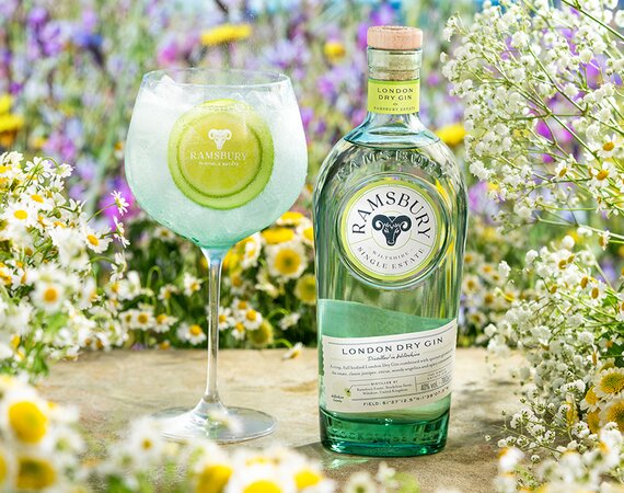 A bottle of Ramsbury Single Estate Gin.