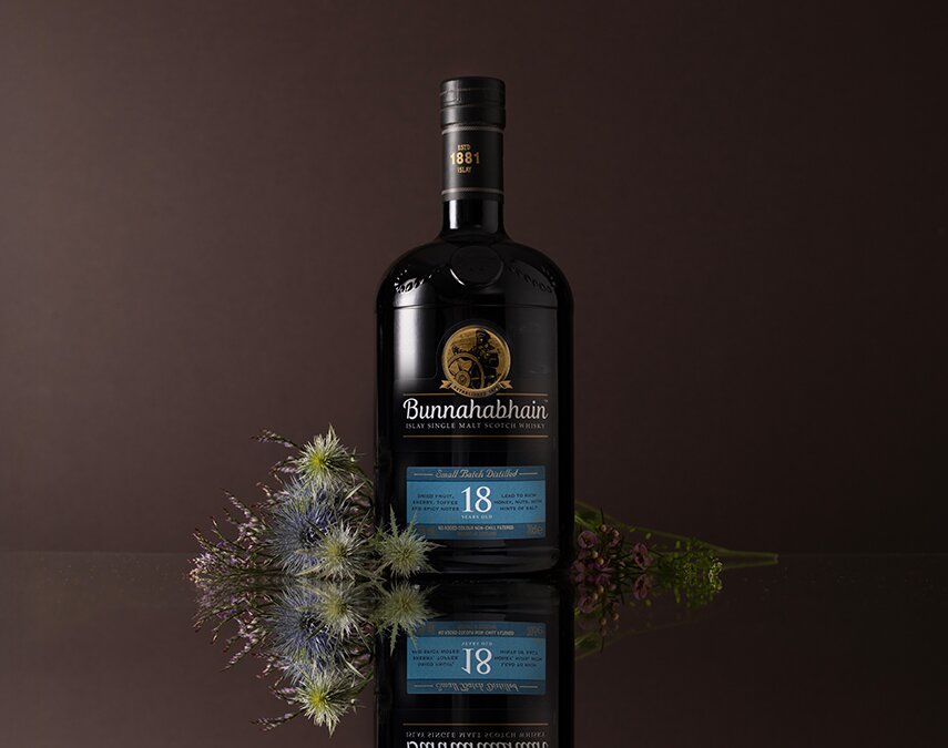 A bottle of Bunnahabhain 18 Year Old.