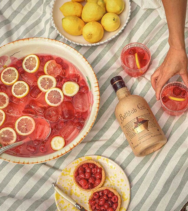 Bathtub Gin - Perfectly pink gin punch cocktail recipe