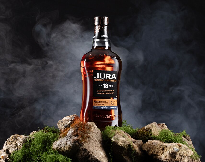 A bottle of Jura 18 Year Old.
