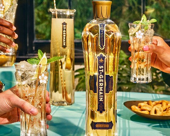 A bottle of St. Germain Elderflower Liqueur