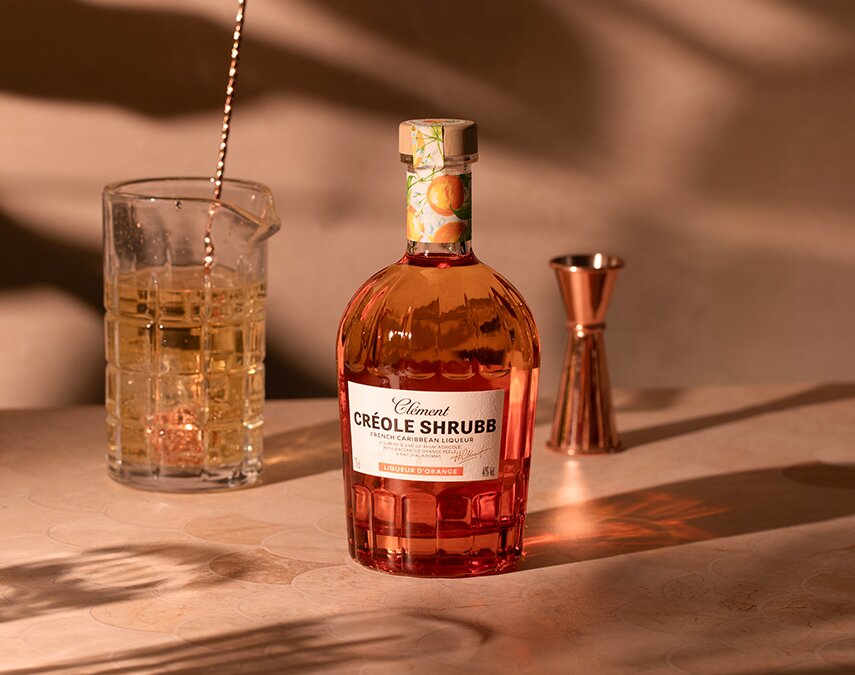 A bottle of Clément Creole Shrubb Liqueur d'Orange.