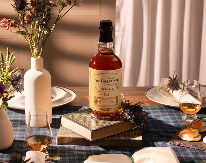 A bottle of Balvenie 14 Year Old Caribbean Cask