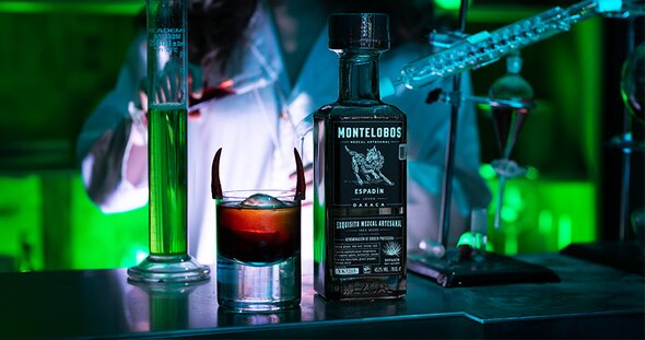 A bottle of Montelobos Joven Mezcal. 