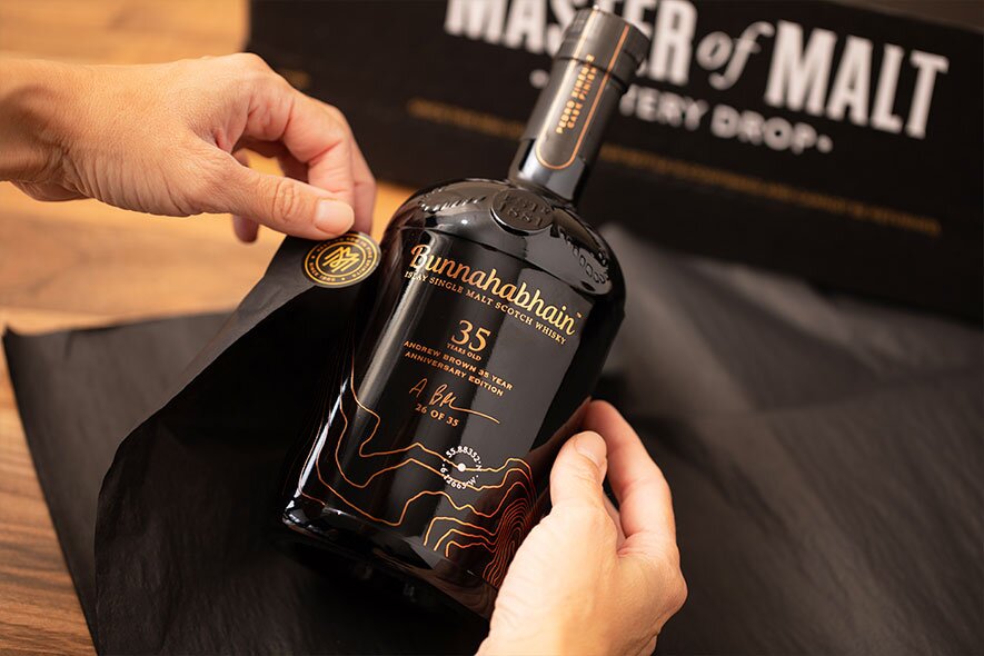 A bottle of Bunnahabhain 35 year old.