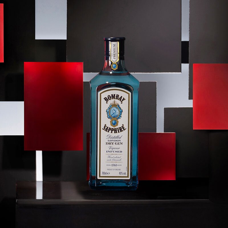 A bottle of Bombay Sapphire
