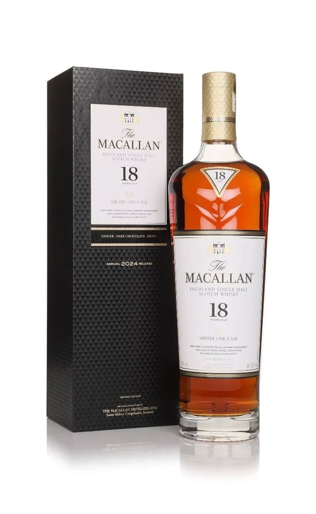 A bottle of The Macallan Sherry Oak 18