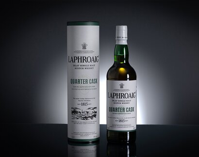 A bottle of Laphroaig Quarter Cask