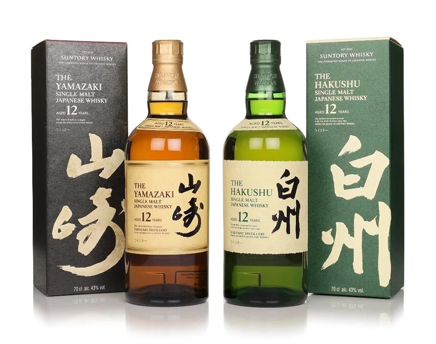 A bottle of The Yamazaki 12 year old & The Hakushu 12 year old