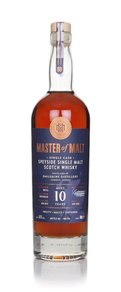 A bottle of MoM Dailuaine 10YO whisky