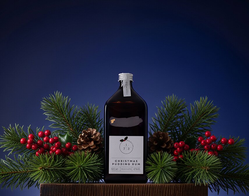A bottle of Project #173 Christmas Pudding Rum