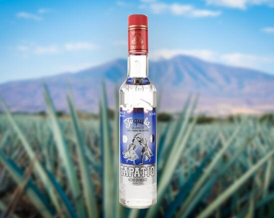 A bottle of Tapatio Blanco Tequila