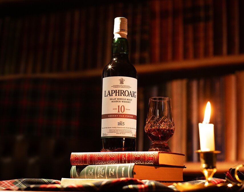 A bottle of Laphroaig 10 Year Old