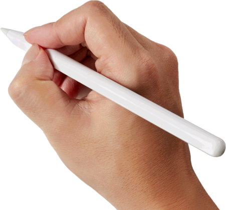 Cal's hand holding a digital pen