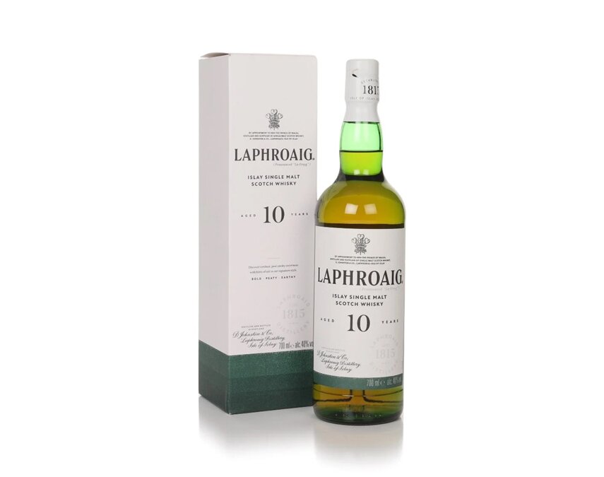 A bottle of Laphroaig 10 Year Old