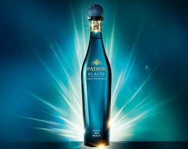 A bottle of Patrón El Alto Tequila.