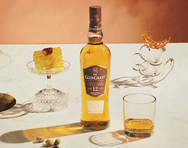A bottle of Glen Grant 12 Year Old.