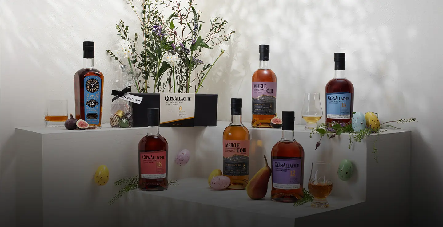 Six bottles of Glenallachie whiksy and a glenallachie tasting set. 