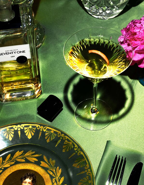 A Seventy One Gin Golden Martini cocktail.