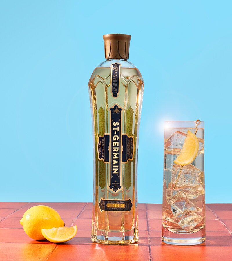 A bottle of St. Germain Elderflower Liqueur.