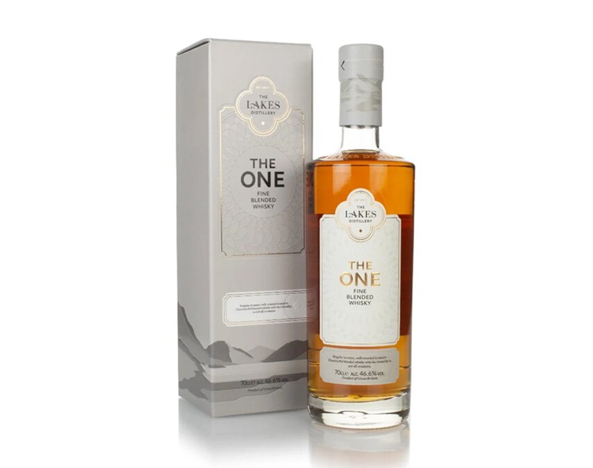 A bottle of The One Fine Blended Whisky