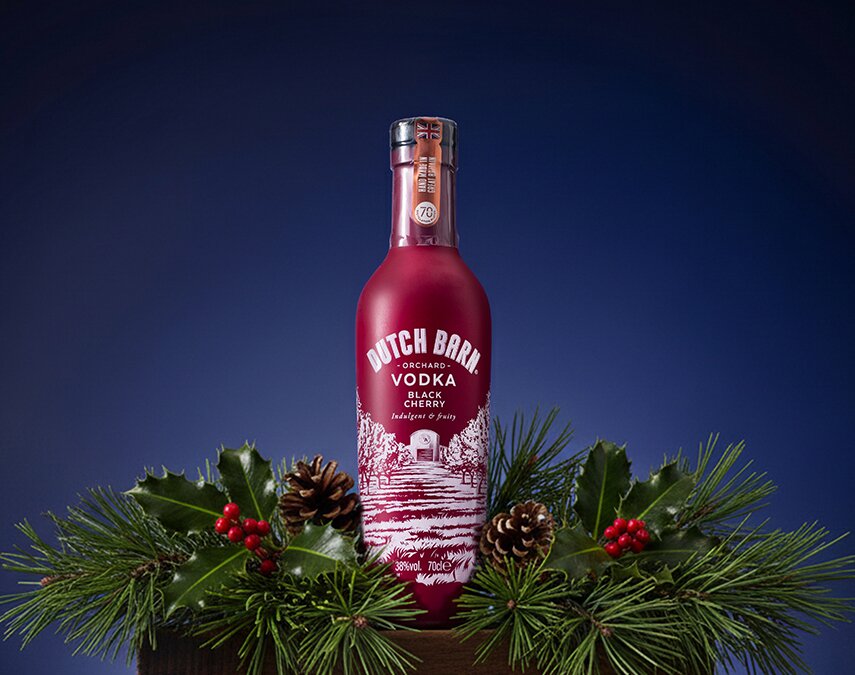 A bottle of Dutch Barn Vodka Black Cherry