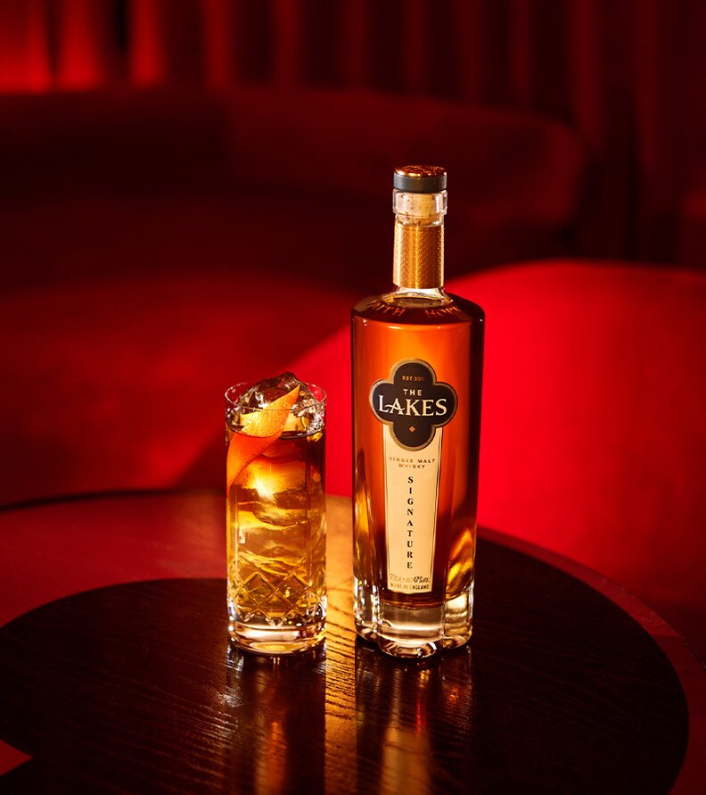 A bottle of The Lakes Signature Single Malt Whisky