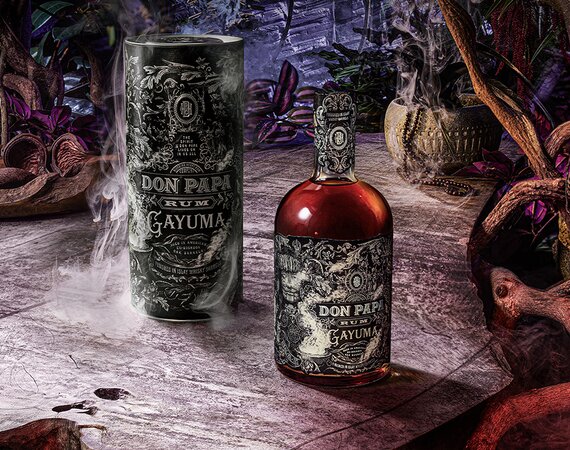 A bottle of Don Papa Rum Gayuma.