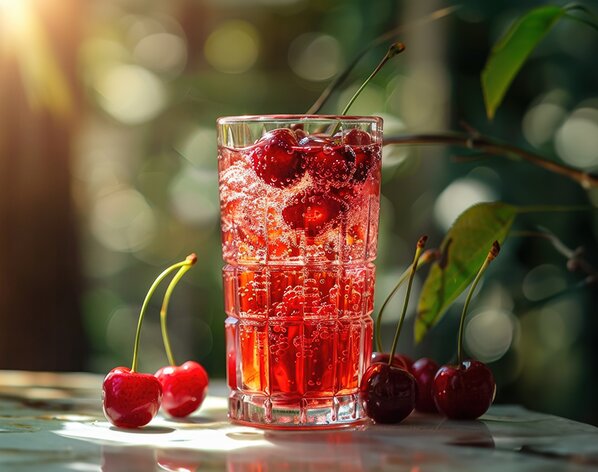 Wyborowa Cherry Liqueur Spritz.