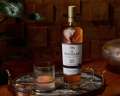A bottle of The Macallan 25 year old Sherry Oak (2023 edition)