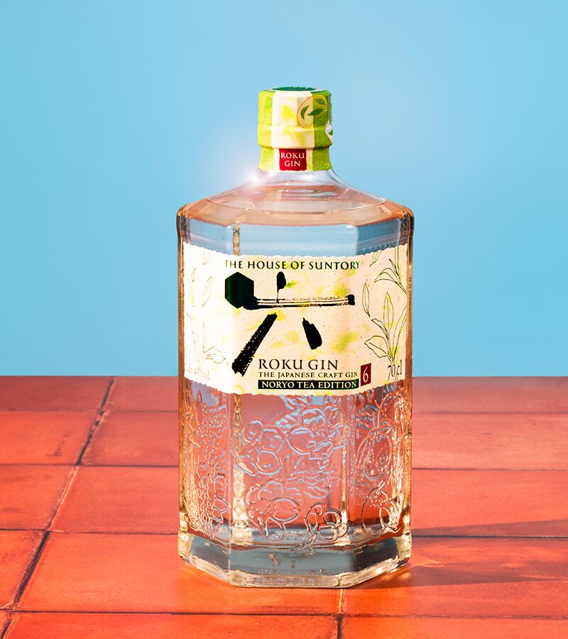 A bottle of Roku Noryo Tea Gin.