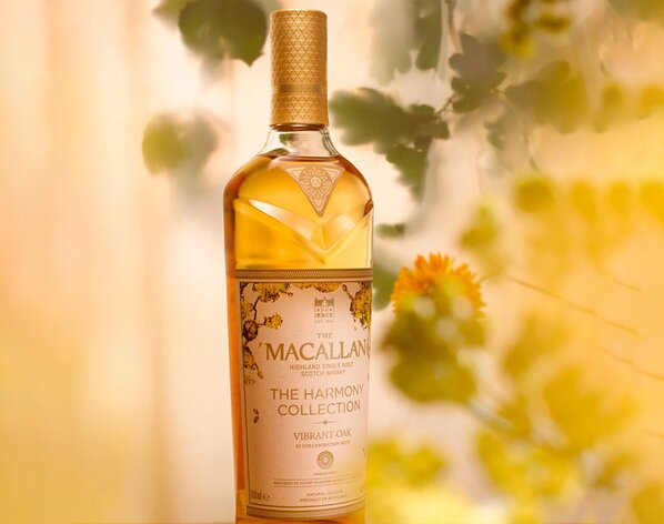 A bottle of The Macallan Harmony Collection Vibrant Oak