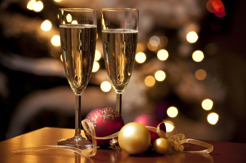 Two glasses of Christmas Champagne
