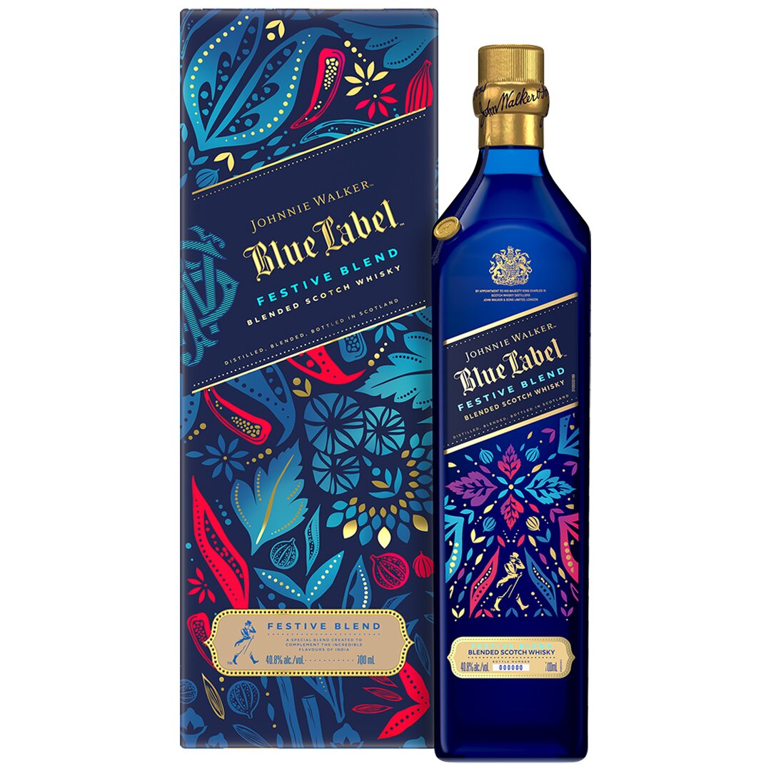 A bottle of Johnnie Walker Blue Festive
