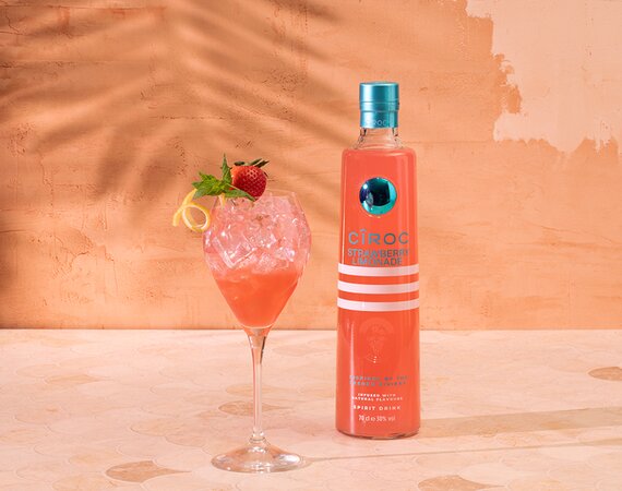 A Ciroc Strawberry Limonada Spritz cocktail