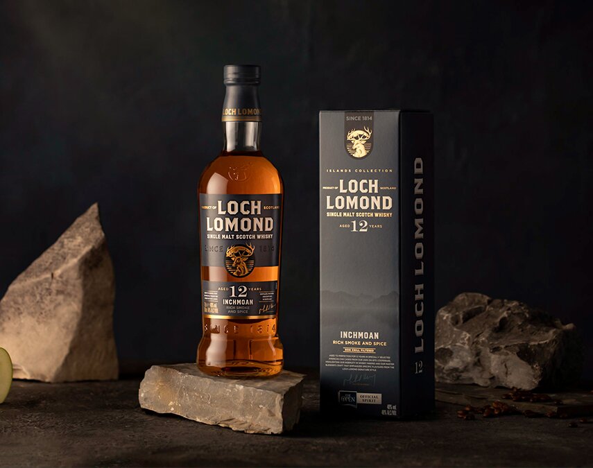 A bottle of Loch Lomond Inchomoan 12 Year Old.