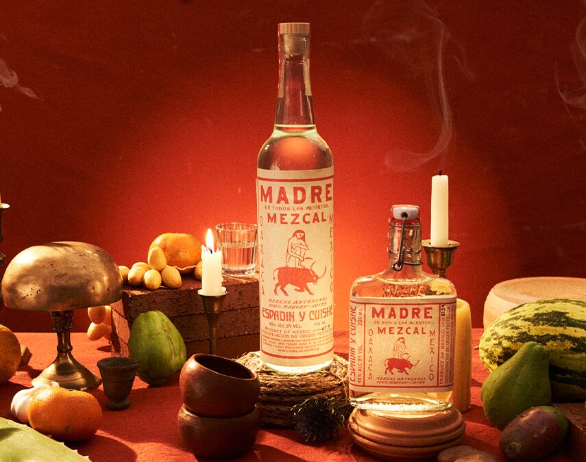 A bottle of Madre Mezcal.