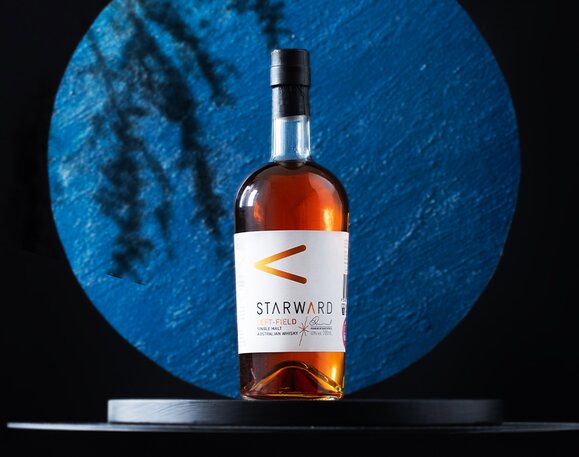 A bottle of Starward Left-Field Whisky.