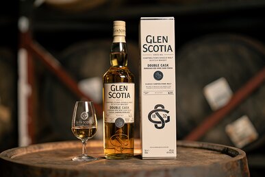 Glen Scotia Wine Cask on a barrel