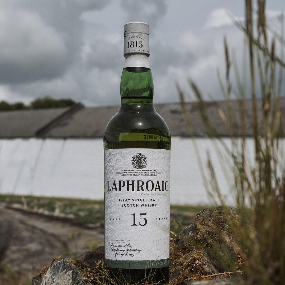 A bottle of Laphroaig 15