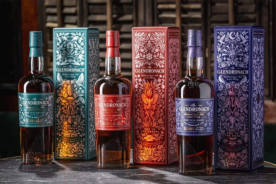 Three bottles of The Glendronach form the Master Anthology Series.