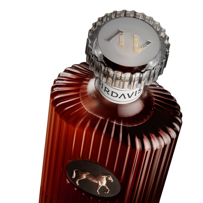 A bottle of SirDavis from a top down angle. 