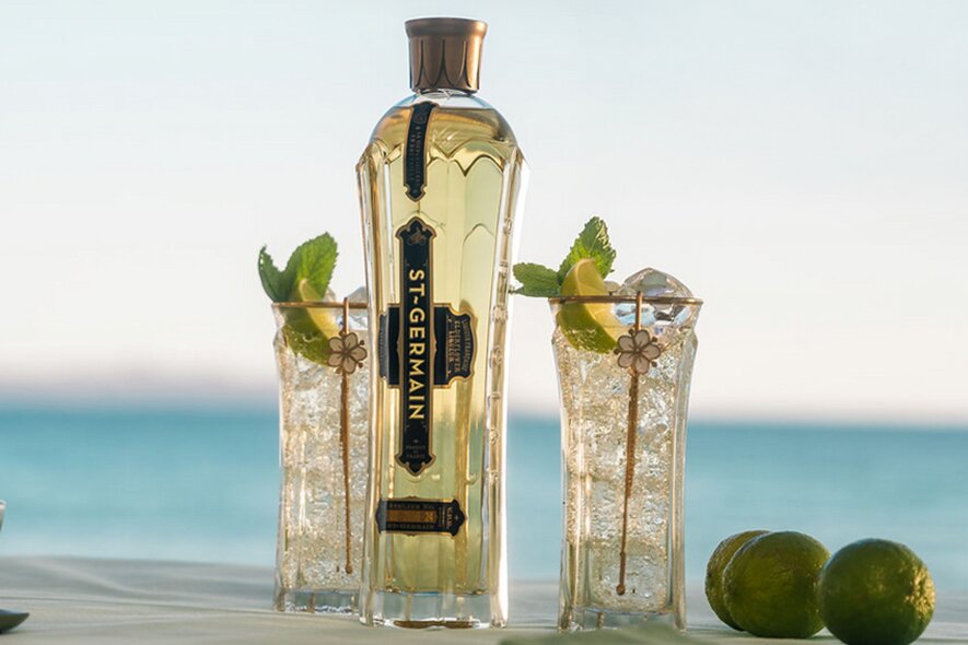A bottle of St-Germain Elderflower Liqueur.