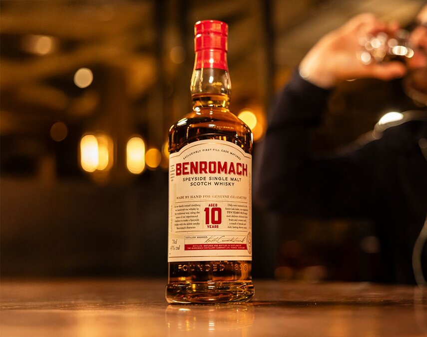 A bottle of Benromach 10 Year Old